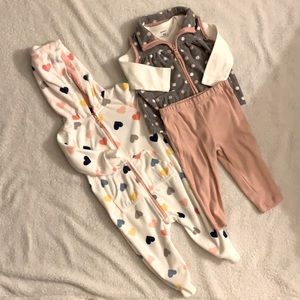 Carter’s baby girl fleece jumpsuit and layering set